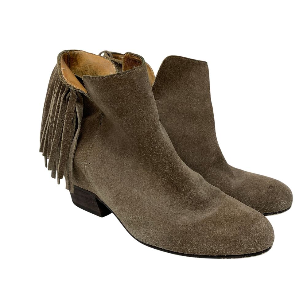 Matiko Ankle Booties Womens Size 37 US 7 Tan Suede Leather Fringe